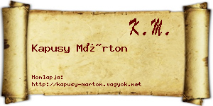 Kapusy Márton névjegykártya